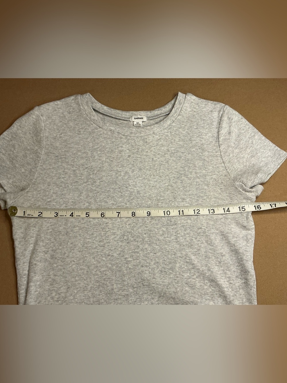 Garage Grey Ribbed Cropped Tee large - Picture 8 of 9